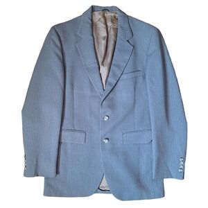 Vintage 70s/80s Gray Pinstriped Blazer Jacket Retro Men Size 38R